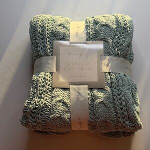 Twitter Logo Save Blissful Living Knit Throw - Sage Green